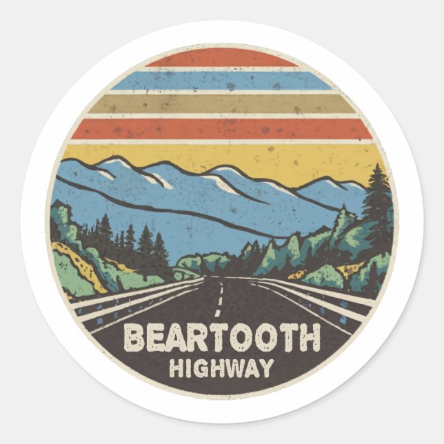 Sticker Rond Beartooth Highway Montana Wyoming Mountains (Devant)