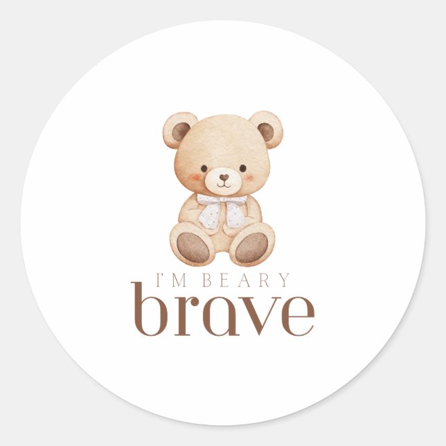 Sticker Rond beary brave childhood cancer sick kids cute bear  (Devant)