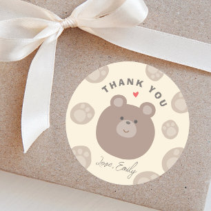 Sticker Rond Beary Cute Brown Teddy Bear Cub Merci