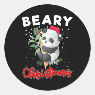 Sticker Rond Beary Joyeux Noël Pour Panda Les Amateurs D'Ours D