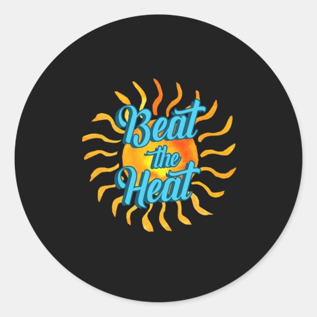 Sticker Rond Beat the Heat Sun Summer Vacation Don (Devant)