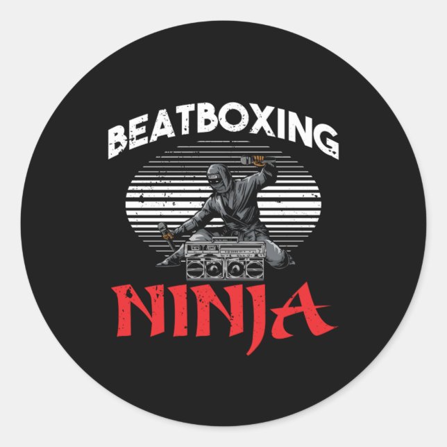 Sticker Rond Beatboxer Ninja Beatboxer Rap Hiphop Music DJ Gif (Devant)