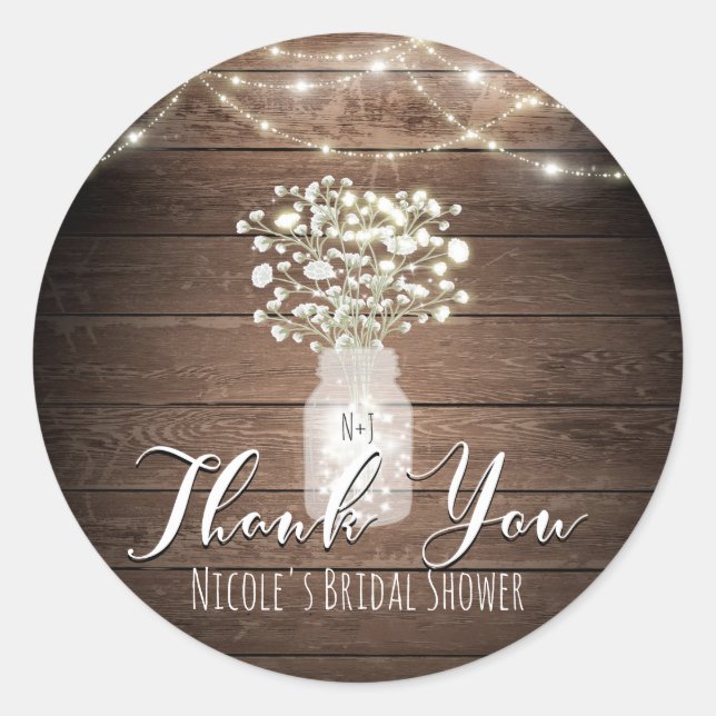 Sticker Rond Béatilles de Bébé & Lumières Faveur de Mariage Rus (Devant)