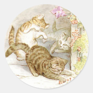 Sticker Rond Béatrix classique Potter Cute Kitten