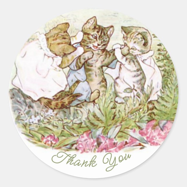Sticker Rond Béatrix classique Potter Cute Kitten (Devant)