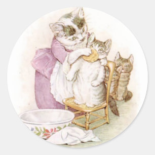 Sticker Rond Béatrix classique Potter Cute Kitten