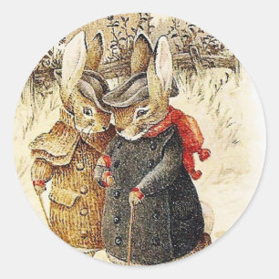 Sticker Rond Beatrix Potter - Peter Rabbit Walk d'hiver