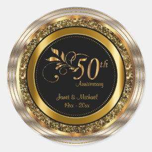 Sticker Rond Beau 50ème anniversaire de Mariage d'or