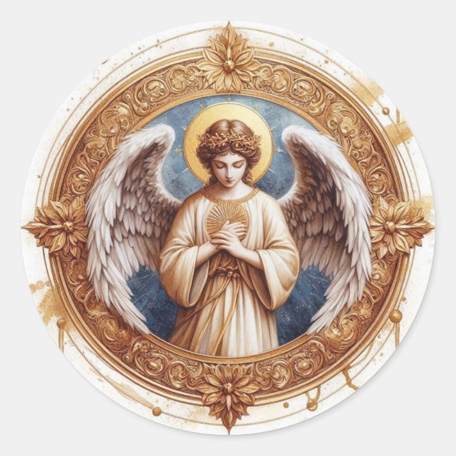Sticker Rond Beau ange paisible (Devant)