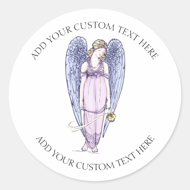 Sticker Rond Beau Angel texte personnalisé (Devant)