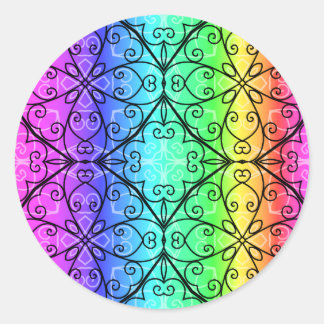 Sticker Rond Beau arc-en-ciel pastel