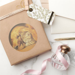 Sticker Rond Beau art Extraordinaire de chats et de chats de ch