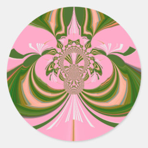 Sticker Rond Beau bébé rose vert et blanc Kaleidoscope