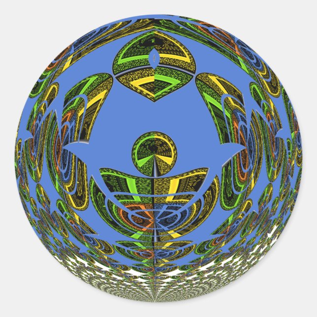 Sticker Rond Beau bleu africain traditionnel Vecteur ethnique (Devant)