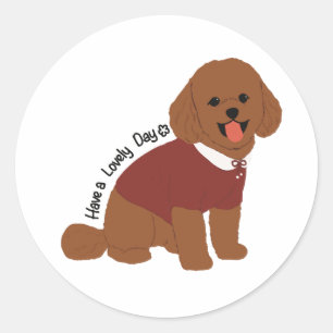 Sticker Rond Beau chien de jour