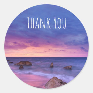 Sticker Rond Beau coucher de soleil Merci photo côtière