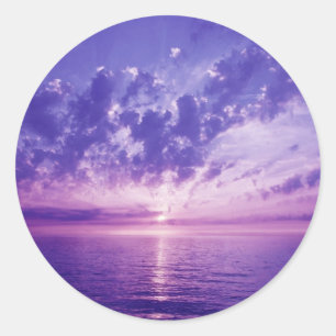 Sticker Rond Beau coucher de soleil violet