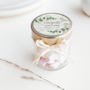 Sticker Rond Beau délicat mariage en bois blanc d'eucalyptus