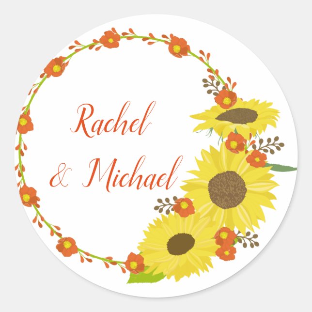 Sticker Rond Beau design de tournesol (Devant)