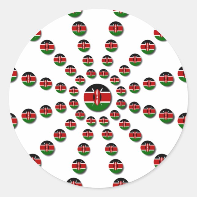 Sticker Rond Beau Drapeau circulaire kenyan : Un design radial (Devant)