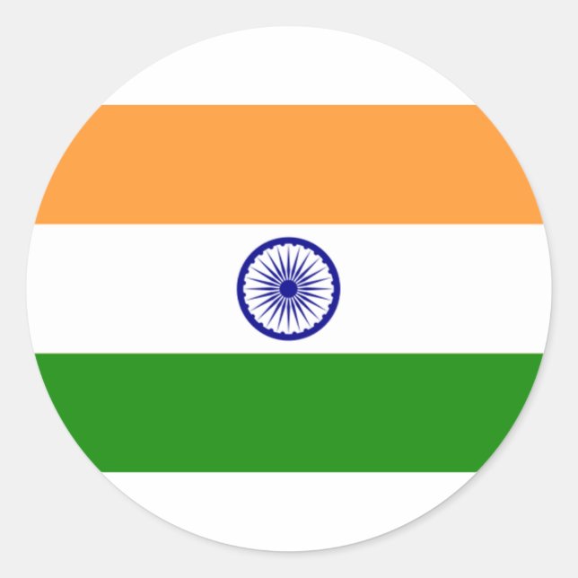 Sticker Rond Beau drapeau indien "Tiranga"