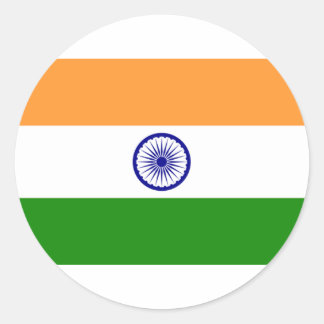 Sticker Rond Beau drapeau indien "Tiranga"