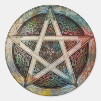 Sticker Rond Beau Et Coloré Pagan Pentacle
