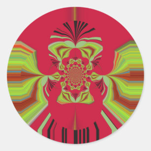 Sticker Rond Beau Extraordinaire Africain rouge Motif Motif