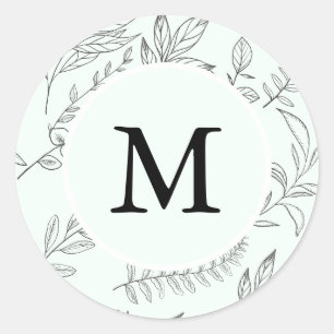 Sticker Rond Beau feuillage Imprimer Monogramme Monnaie Vacance