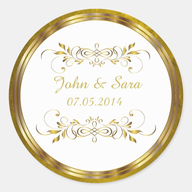 Sticker Rond Beau Golden Foil Outline (Devant)