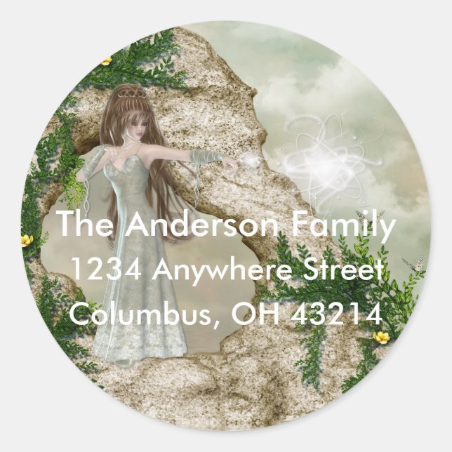 Sticker Rond Beau Imaginaire magique elfe Adresse de retour Lab (Devant)