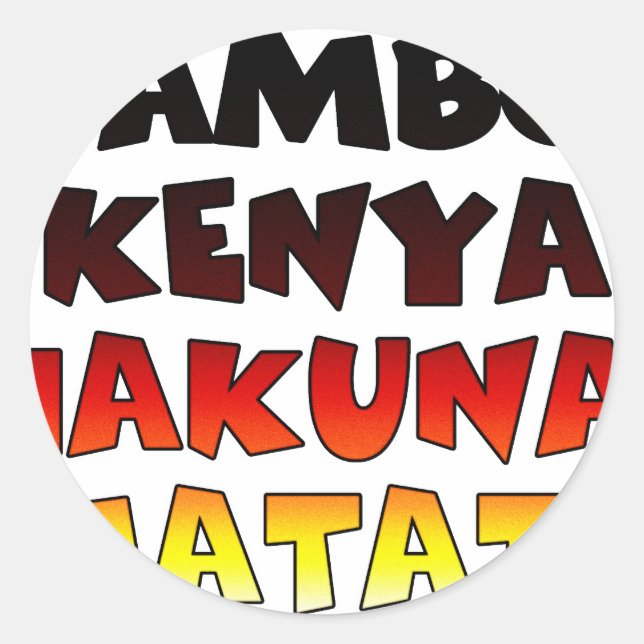 Sticker Rond Beau Jambo Kenya Hakuna Matata Beau Art (Devant)