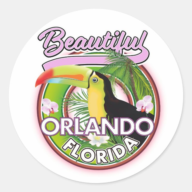 Sticker Rond Beau logo de voyage Miami Orlando (Devant)