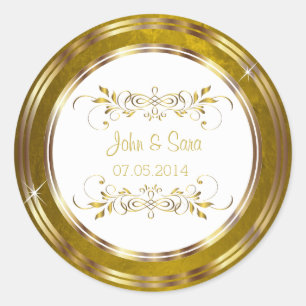 Sticker Rond Beau Mariage Gold Foil Outline