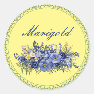 Sticker Rond Beau Modèle Floral, personnalisable,