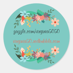 Sticker Rond Beau Modèle Flower Border,