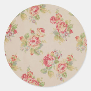 Sticker Rond Beau motif floral vintage girly élégant