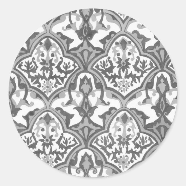 Sticker Rond BEAU MOTIF - Niveaux de gris (Devant)