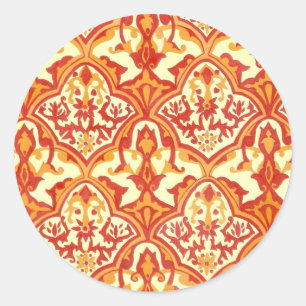Sticker Rond BEAU MOTIF - Rouge & Orange