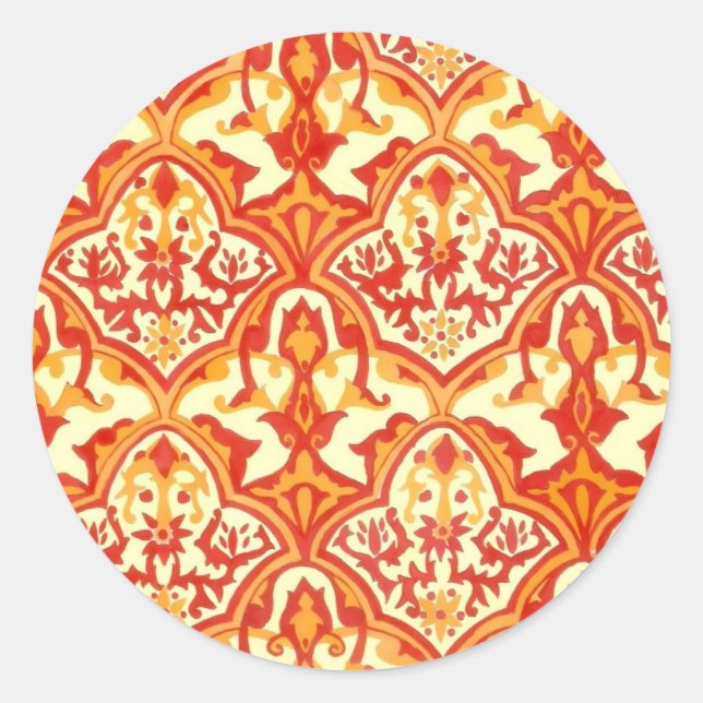 STICKER ROND BEAU MOTIF - ROUGE & ORANGE (Devant)