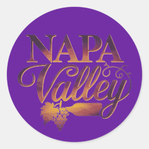Sticker Rond Beau Napa Valley Vin et raisin