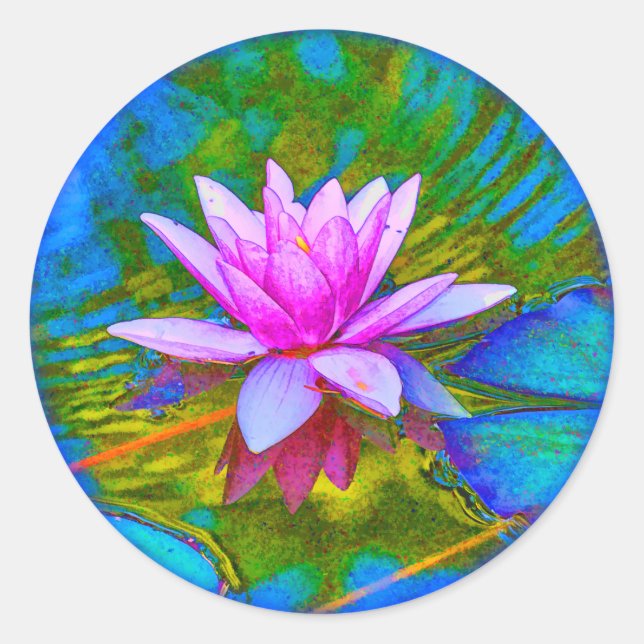 Sticker Rond Beau Nénuphar Lotus Blossom Yoga (Devant)