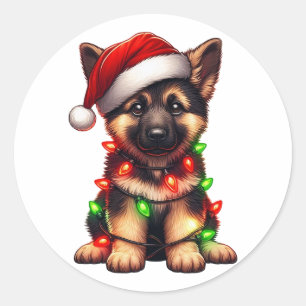 Sticker Rond Beau Noël berger allemand