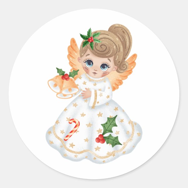 Sticker Rond Beau Noël Petit Ange (Devant)
