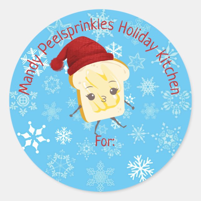 Sticker Rond Beau pain casquette d'hiver de la cuisine de la no (Devant)