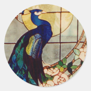 Sticker Rond Beau Peacock en verre teint