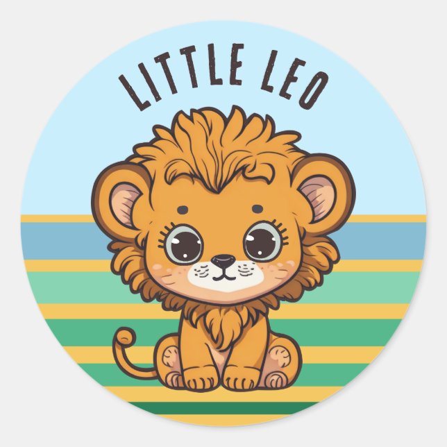 Sticker Rond Beau petit lionceau de bébé - petit Leo (Devant)