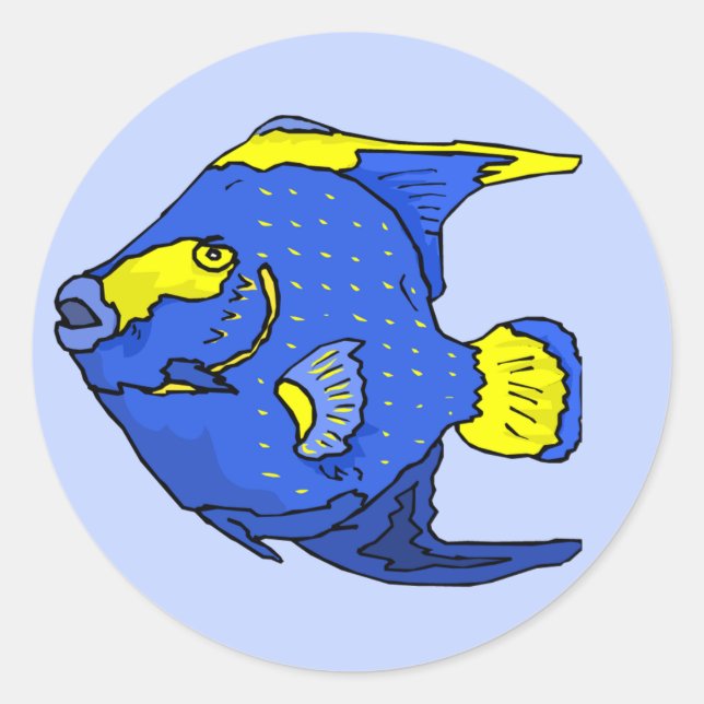 Sticker Rond Beau poisson perroquet bleu tropical (Devant)