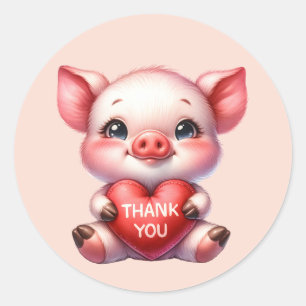 Sticker Rond Beau porc en Merci