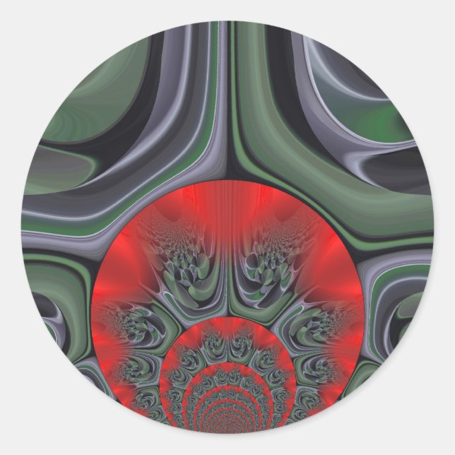 Sticker Rond Beau Rouge Aurora Art Imprimer (Devant)
